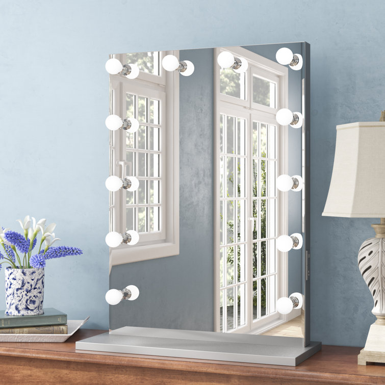 Latitude Run® Mentz Frameless Lighted Makeup/Shaving Mirror Wayfair